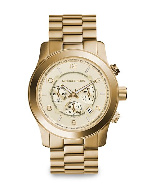 michael kors watches oversized gold runway|oversized runway white tone watch.